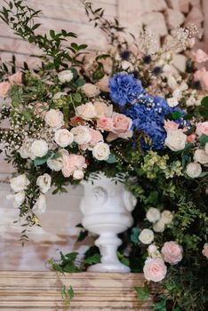 elegant wedding decorations made of natural flowers and green elements