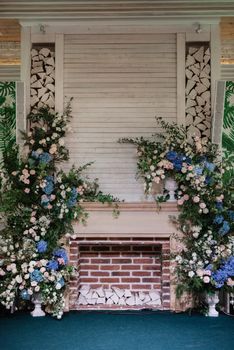 wedding ceremony area with dried flowers