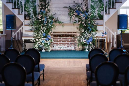 wedding ceremony area with dried flowers