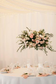 elegant wedding decorations made of natural flowers and green elements