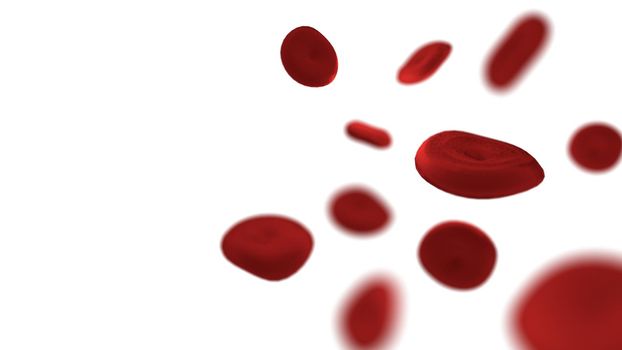 Red blood cells on isolated white background. Medical and Healthcare concept. Hemoglobin and Part of body theme. Anatomy theme. 3D illustration