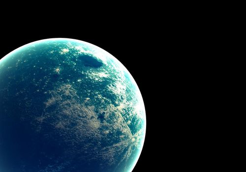 Blue earth in space and galaxy. Globe with outer glow ozone and white cloud. Space planet and Atmosphere concept. Alien and Living nature theme. Elements of this image furnished by NASA