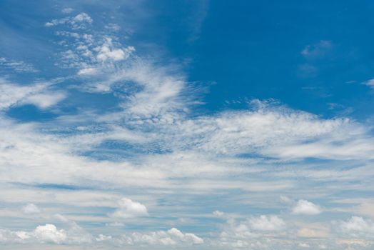 Blue sky background with clouds. Nature and Background concept. Space and air theme.