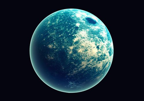 Blue earth in space and galaxy. Globe with outer glow ozone and white cloud. Space planet and Atmosphere concept. Alien and Living nature theme. Elements of this image furnished by NASA