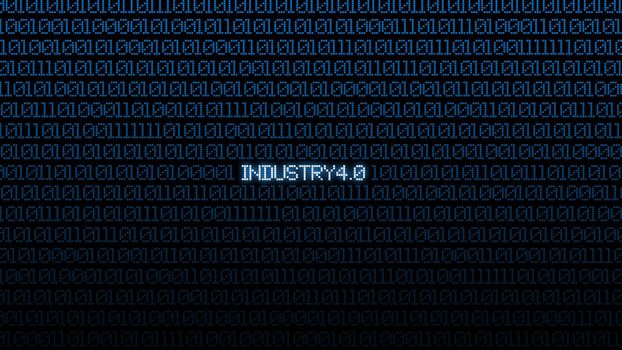 Industrial 4.0 Blue digital matrix bacgkground. Abstract background and Technology concept. Smart network connection and Internet of things theme. Cyber security theme