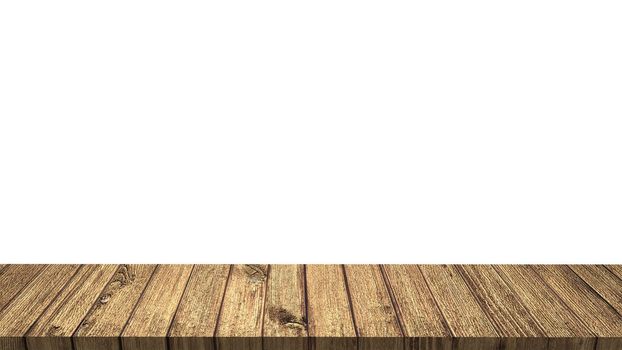 Empty table on Isolated white background. 3D illustration. Clipping path