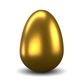 Gold Easter egg on isolated white background. Holiday and festival concept. 3D illustration. Clipping path use