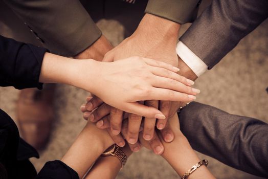 Business people Hands Assemble Corporate in Meeting and Teamwork concept. Group of teamwork and cooperation theme. together teamwork