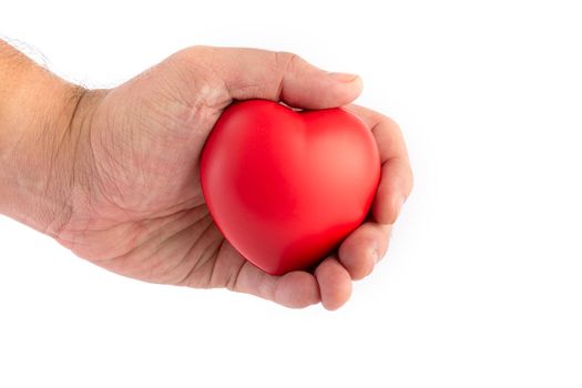 Hand holding and giving for donation on isolated white background. Healthcare and medical concept.