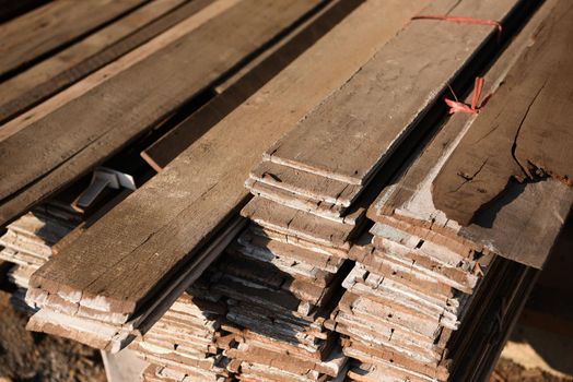 Lumber mill with full of cutting woods warehouse. Factory and production. Environment industry and structure concept.