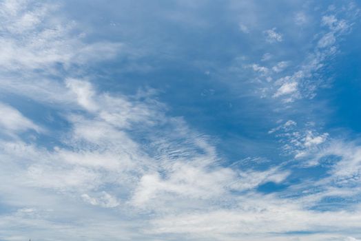 Blue sky background with clouds. Nature and Background concept. Space and air theme.