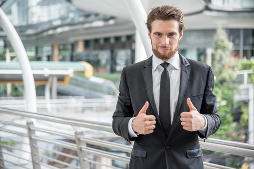 Businessmen give a thumbs-up, Business concept, Cheerful concept