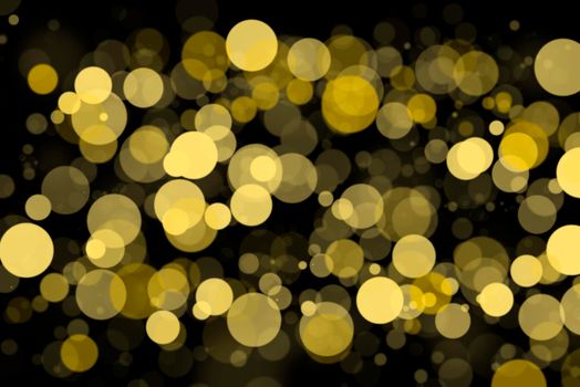 Golden Bokeh in Black background for overlay