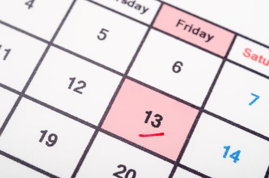Friday 13th in calendar page.