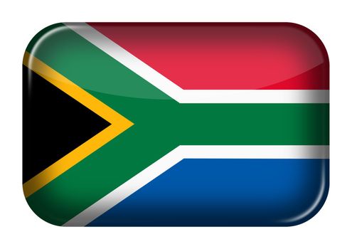 A Republic of South Africa Flag web icon rectangle button with clipping path 3d illustration