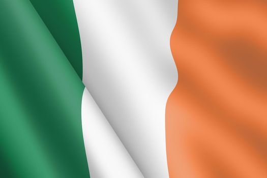 A Republic of Ireland waving flag 3d illustration wind ripple