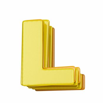 Yellow font Letter L 3D render illustration isolated on white background