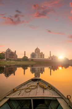 Taj Mahal, The Seven Wonders of the World in Agra, India 