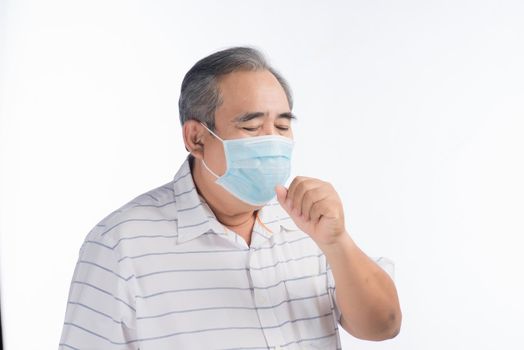 Sick old people with medical mask