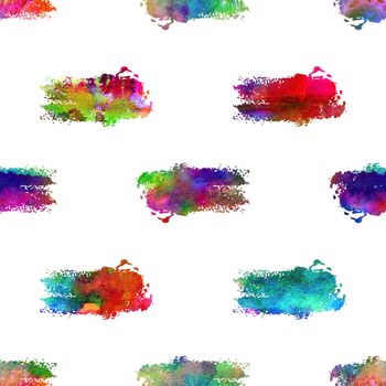 Watercolor Brush Stripes Seamless Pattern Grange Geometric Design in Rainbow Color. Modern Strokes Grung Collage Background for kids fabric and textile.