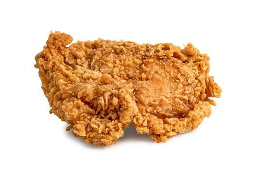 Fried chicken boneless breast with clipping path isolated on white background with clipping path.