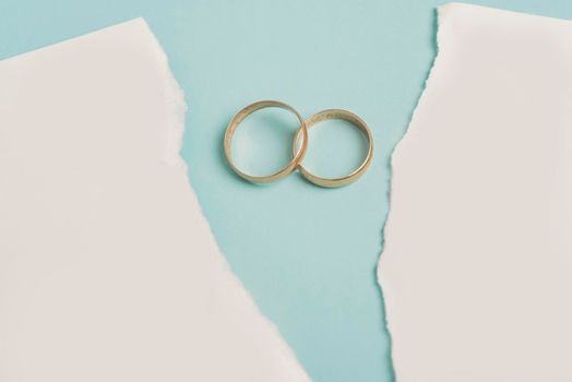 broken paper wedding rings. High resolution photo