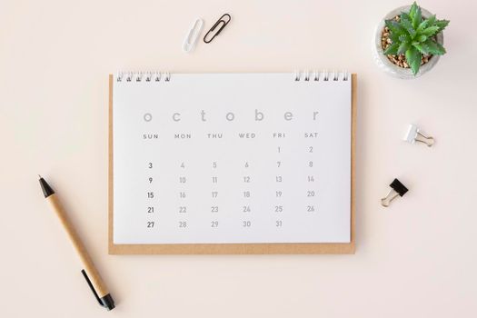 top view planner calendar succulent plant. High resolution photo
