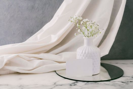 ceramic vase with flowers table. High resolution photo