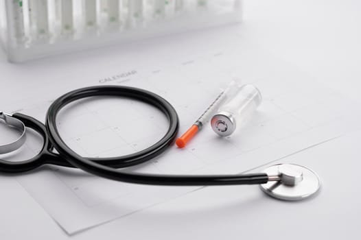 assortment vaccination elements covid19. High resolution photo
