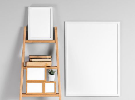 mock up frames shelf. High resolution photo
