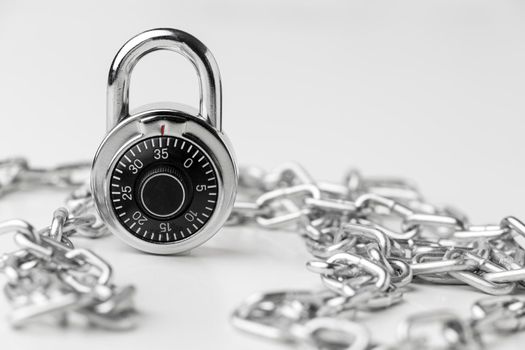 front view lock metal chain. High resolution photo