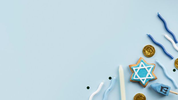top view hanukkah concept. High resolution photo