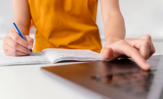 woman attending online class . High resolution photo