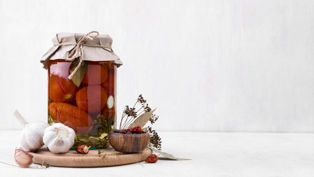 jar with preserved vegetables . High resolution photo