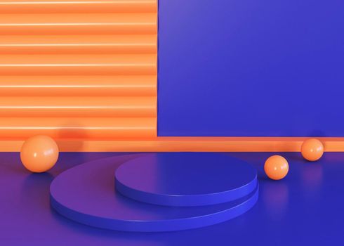 geometric shapes background blue orange tones. High resolution photo
