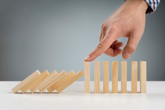 wooden blocks paused from falling. High resolution photo