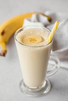 high angle delicious banana smoothie. High resolution photo