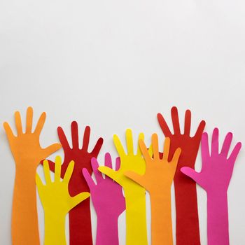 colorful origami hands shape. High resolution photo