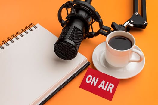 high view morning air radio stream coffee. High resolution photo