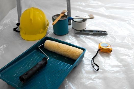 safety tools painting work. High resolution photo