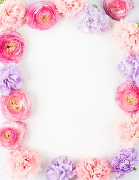 pastel floral rectangular frame. High resolution photo