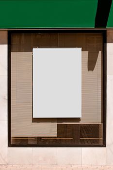 rectangular blank billboard glass window blinds. High resolution photo