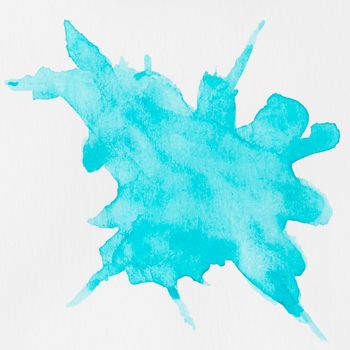 watercolour liquid blue splashes white background. High resolution photo