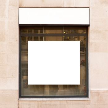 white billboard shop window. High resolution photo