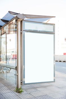 bus stop with blank billboard. High resolution photo
