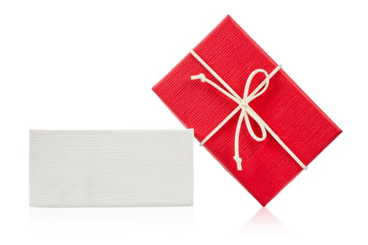 Red gift box isolated on white background, Save clipping path.