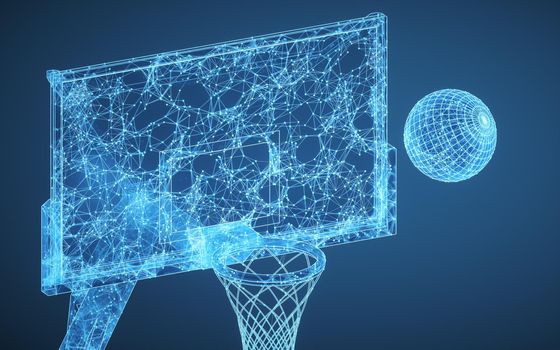 Basketball and sports, physical exercise, 3d rendering. Computer digital drawing.