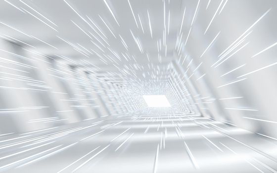 White empty tunnel, 3d rendering. Computer digital drawing.