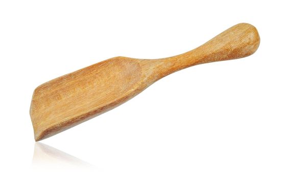 Wooden scoop isolated on a white background, Saved clipping path.