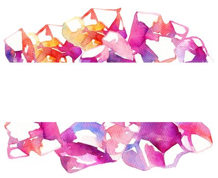 Background design with hand-drawn watercolor crystals